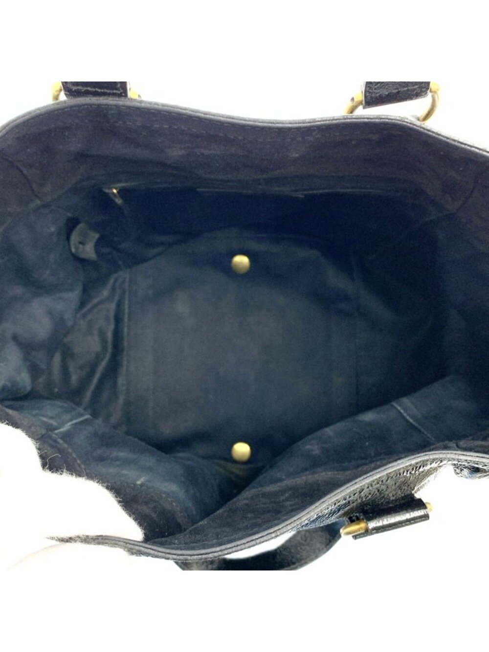 ★SOLD★ Saint Laurent Rive Gauche Downtown Patent Leather Logo Zip Handbag Black - Picture 5 of 8